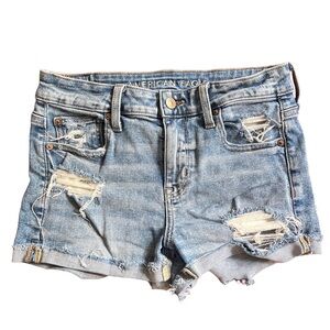 American Eagle Outfitters stretch Distressed Denim Shorts - Blue